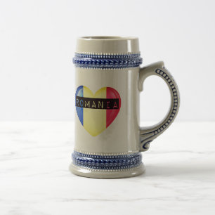 Roemenië Flag Heart Bierpul
