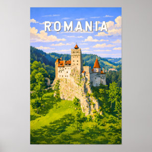 Roemenië Illustratie Reis Kunst Vintage Poster