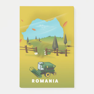 Roemenië Kaart Geïllustreerde print poster. Post-it® Notes