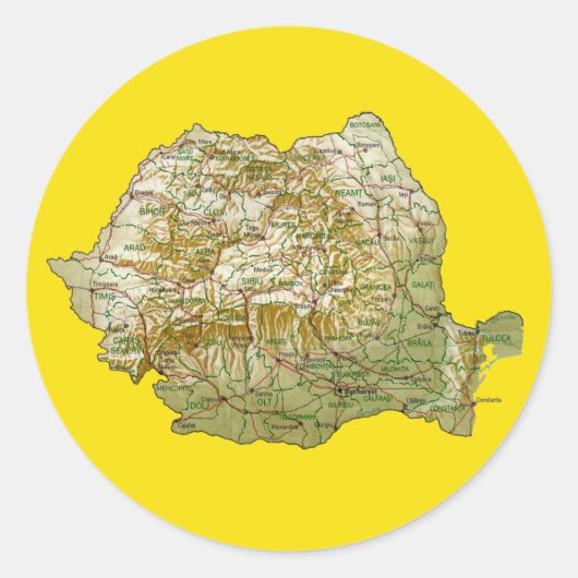 Roemenië Kaart Sticker (Voorkant)