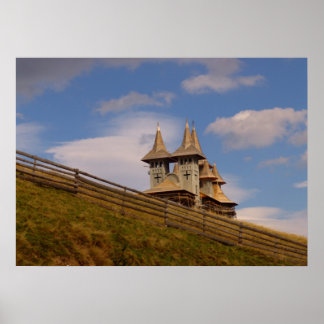 Roemenië, Moldavië, een houten orthodoxe kerk Poster