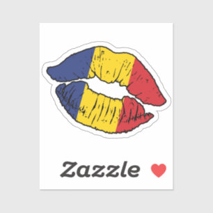 Roemenië Roemeense lippenstift liefde vlag Sticker