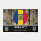 Roemenië & Roemeense vlag rustiek hout / familie Deurmat (Voorkant)