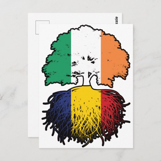 Roemenië Roemenië - Irish Tree Roots Flag Briefkaart (Voorkant / Achterkant)