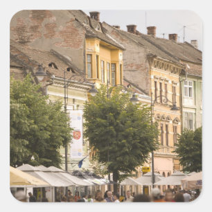 Roemenië, Sibiu. Nieuwe Stad. RF) Vierkante Sticker