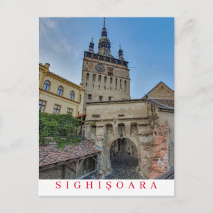 Roemenië Sighisoara Klokkentoren uitzicht ansichtk Briefkaart