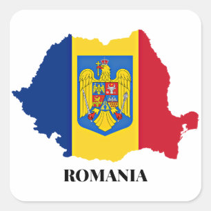 Roemenië Silhouet, geëtiketteerd, Vierkante Sticker