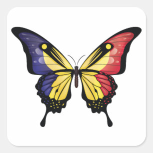 Roemenië Swallowtail Vlinder Vlag Vierkante Sticker