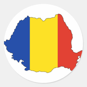 Roemenië vlag kaart ronde sticker
