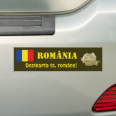 Roemenië vlag + kaartBumpersticker Bumpersticker (Op auto)