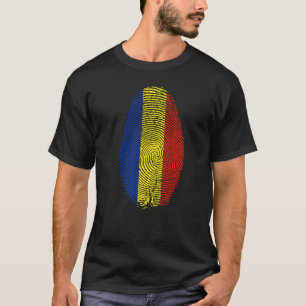 Roemenië vlag vingerafdruk Het staat in mijn DNA-c T-shirt