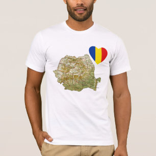 Roemenië - Vlaggenhart en -kaart T-Shirt