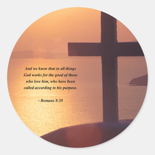 ROEMENS 8:28 RONDE STICKER