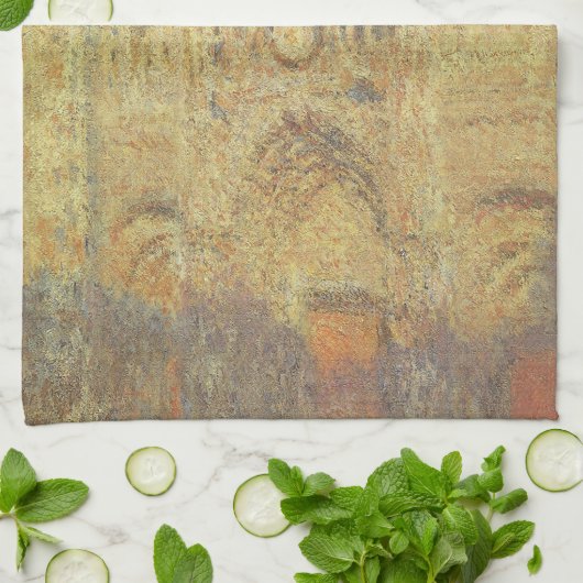 Roen Cathedral, zonsondergang door Claude Monet Theedoek (Gevouwen)