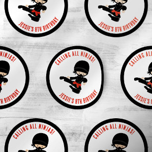 Roep alle Ninjas! Birthday-kind Ronde Sticker