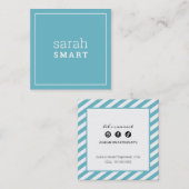 ROEPENDE KAART vierkante rand modern turquoise bla Vierkante Visitekaartje (Voorkant / Achterkant)