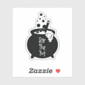 Roer de pot – heksenketel sticker (Vel)