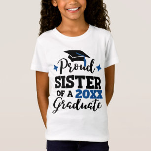 Roer zusje van een 2022 afstuderen zwart blauw pet t-shirt