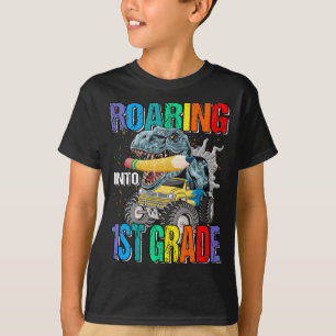 Roeren in 1e klas Monster Truck Dinosaur Boys T-shirt