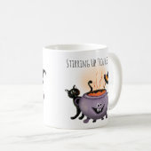Roeren Up Problemen Zwarte Kat & Heks Halloween Koffiemok (Voorkant rechts)