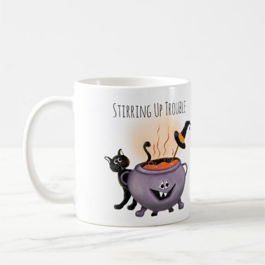 Roeren Up Problemen Zwarte Kat & Heks Halloween Koffiemok (Links)