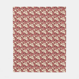 Roest Bloem Blad Patroon   Terracotta Botanisch Fleece Deken