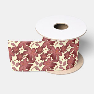 Roest Bloemig Blad Patroon Terracotta Botanisch Lint
