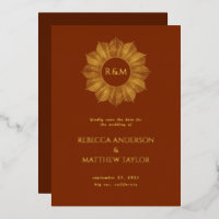 Roest Boho Hemel Zon Monogram Save Datum