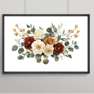 Roest Bourgogne Terracotta Cream Florals Botanical Poster