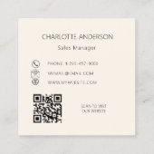 Roest bruin beige QR code website Vierkante Visitekaartje (Achterkant)