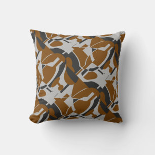 Roest Bruin Grijs Zwart Diagonaal Art Print Kussen