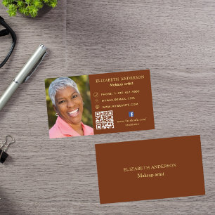 Roest bruine foto Qr code social Facebook icoon Visitekaartje