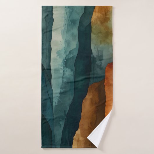 Roest en Blauwgroen Bad Handdoek (Badhanddoek)