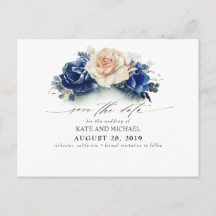 Roest en Navy Blue Floral Boho Save the Date Briefkaart