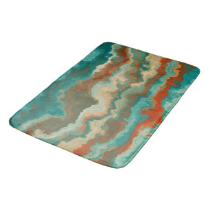Roest en Turquoise Abstract Badmat