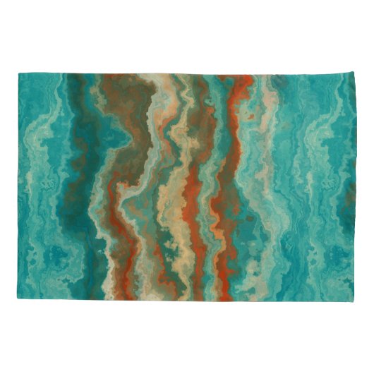 Roest en Turquoise Abstract Kussensloop (Achterkant)