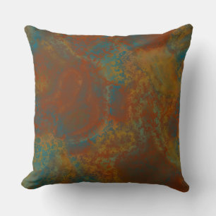 Roest en Turquoise Marmer abstract 4 Kussen