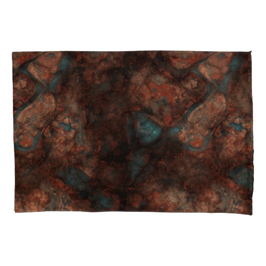 Roest en Turquoise Stone Abstract Kussensloop (Voorkant-Links)