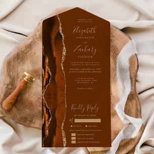 Roest Goud Agate Notenbruin Maaltijd Opties Bruilo All In One Uitnodiging