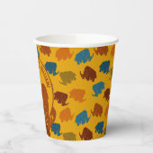 Roest & Gouden Cartoon Wolly Mammoth gepersonalise Papieren Bekers (Links)