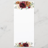 Roest Ivoor Bourgondië Floral Wedding Menu (Achterkant)