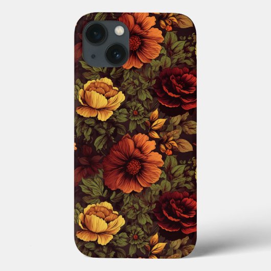 Roest kleur  bloemenprint Case-Mate iPhone case (Achterkant)