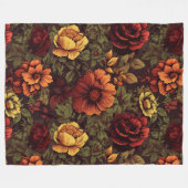 Roest kleur bloemenprint fleece deken (Voorkant (Horizontaal))