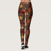 Roest kleur bloemenprint leggings (Achterkant)