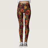 Roest kleur bloemenprint leggings (Voorkant)