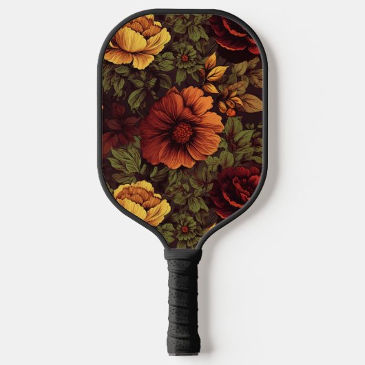 Roest kleur  bloemenprint pickleball paddle (Voorkant)
