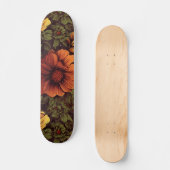 Roest kleur bloemenprint skateboard (Voorkant)