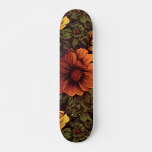 Roest kleur  bloemenprint skateboard