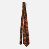 Roest kleur  bloemenprint stropdas (Achterkant)