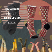 Roest met Blauwgroen, Cream, Bruine Stippen Crew S Sokken